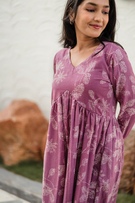 Astral Pink with Aurara Bloom floral printed Cotton Dress