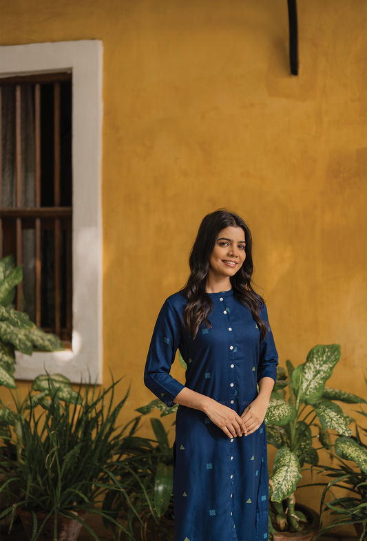 Revel Navy with Evening Glow printed Viscose Co-ords