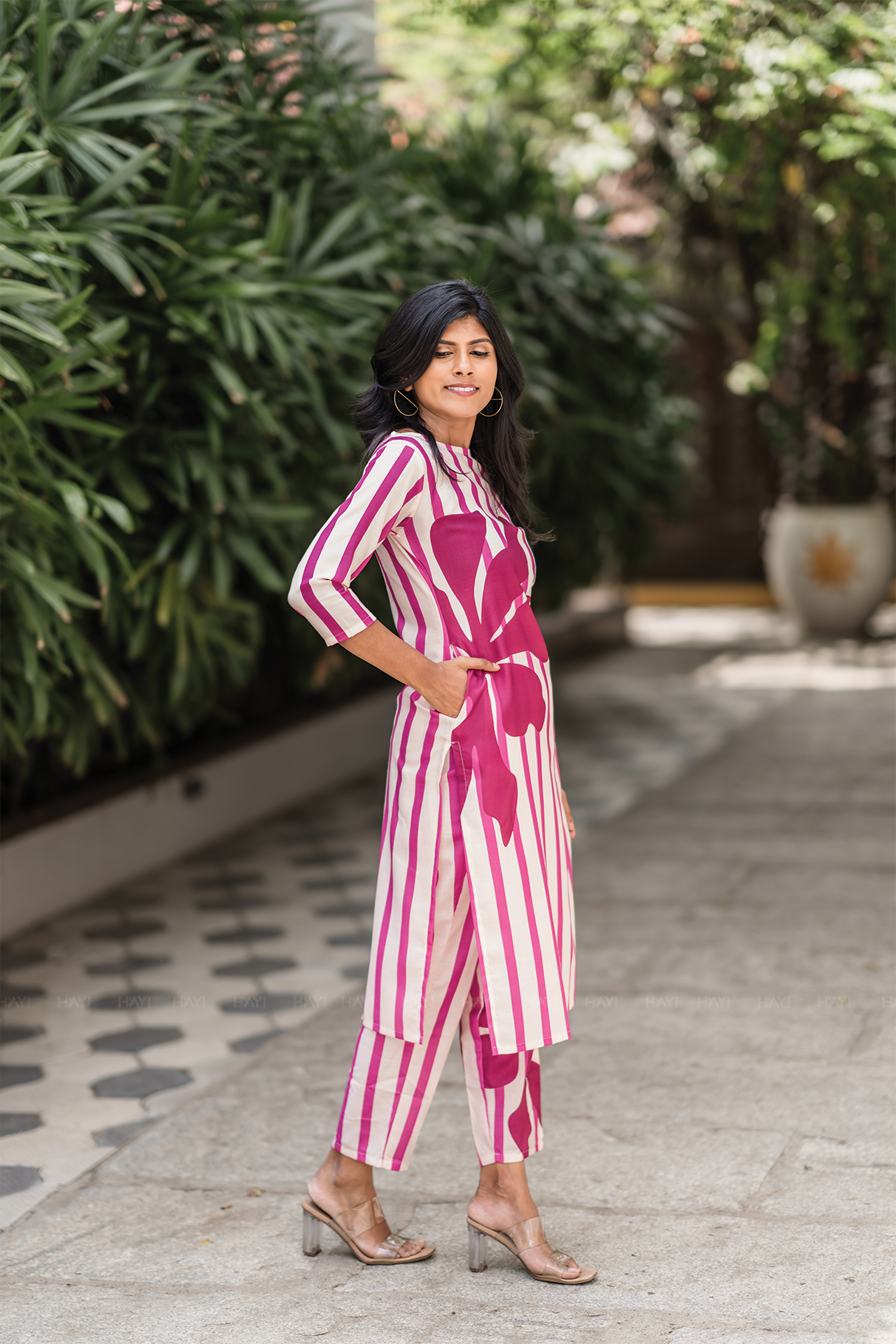 Vine Peach with Tribal Solstice printed Linen Blend Co ords