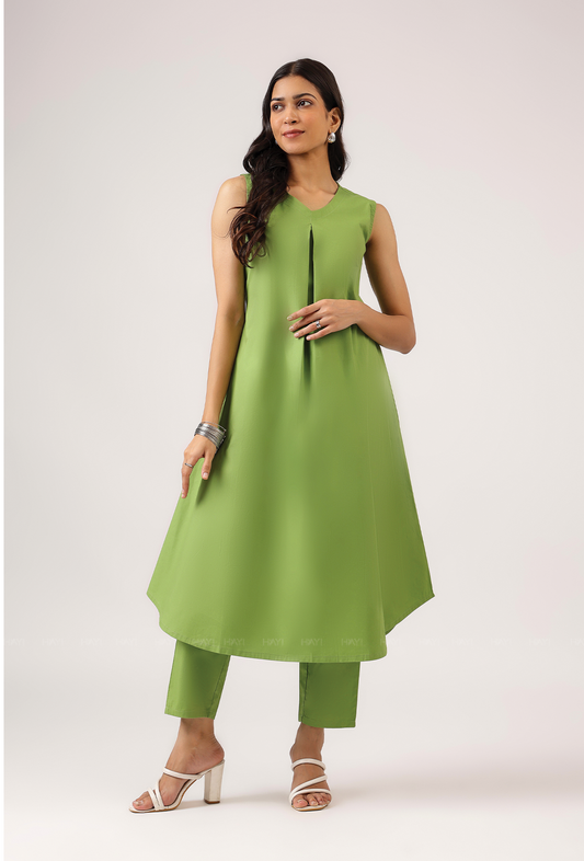 Lime After Lime Rounded Hem Sleeveless With V Neck Co Ords