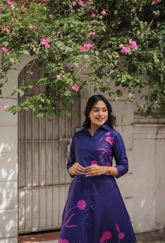 Purple Haze floral printed Linen Blend Co-ords