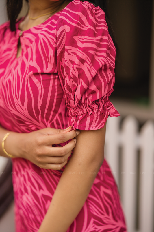 Magenta Petal floral printed Viscose Kurta