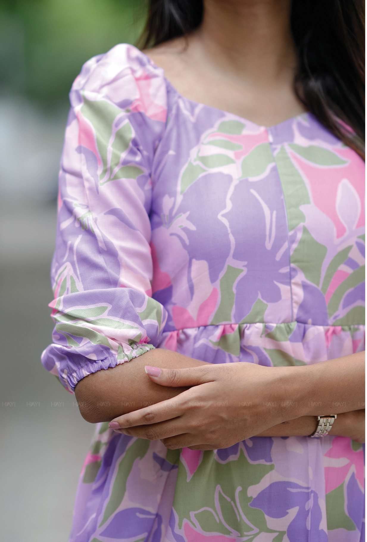 Painterly Petals Lavender Maternity and Feeding Dress