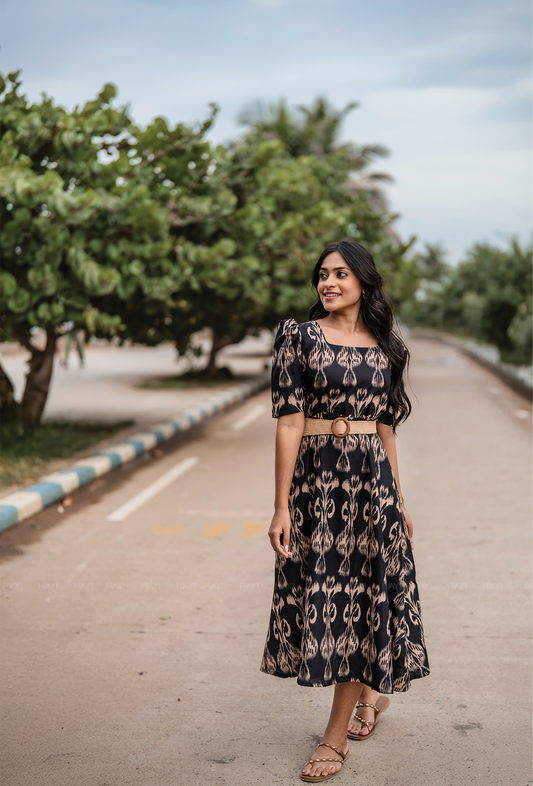 Horizon Black with Dark Desire printed Linen Blend Dress