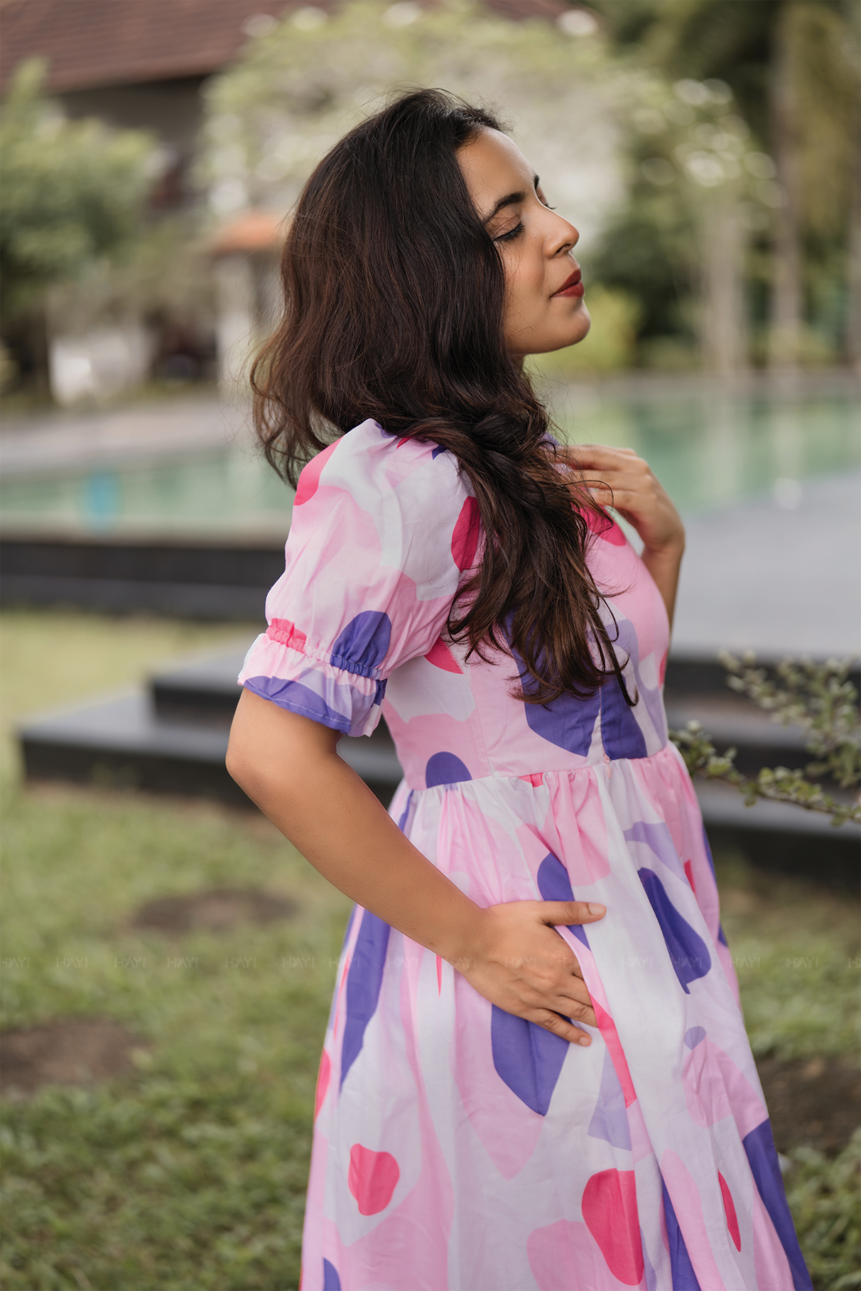 Entwine Pink with Florenza pirnted Maternity and Feeding Viscose Dress