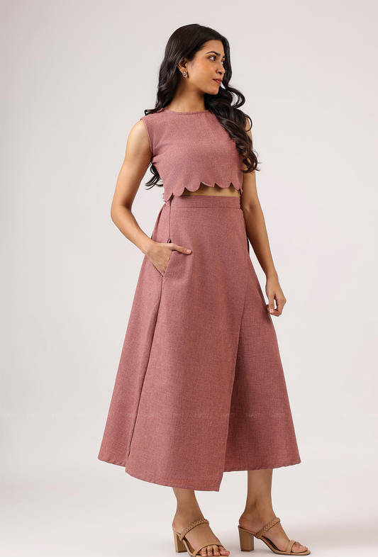 Rosaire Scallop Crop Top And Skirt