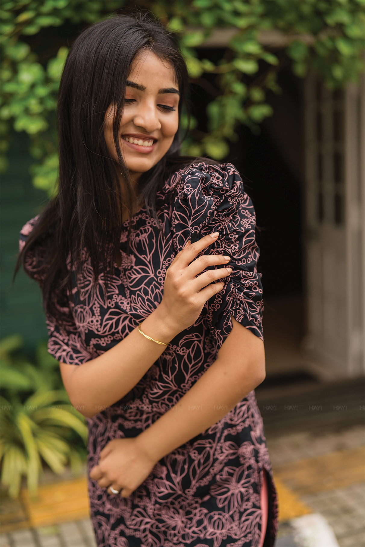 Starry Black with Midnight Bloom floral printed Viscose Kurta