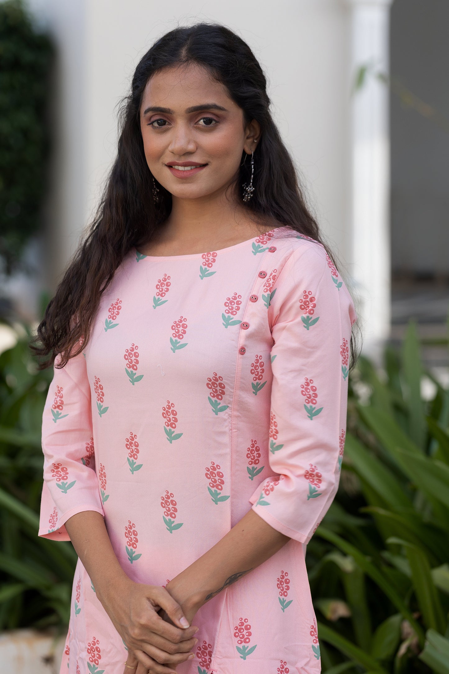 Pink Berry Bunch Viscose Printed Kurta