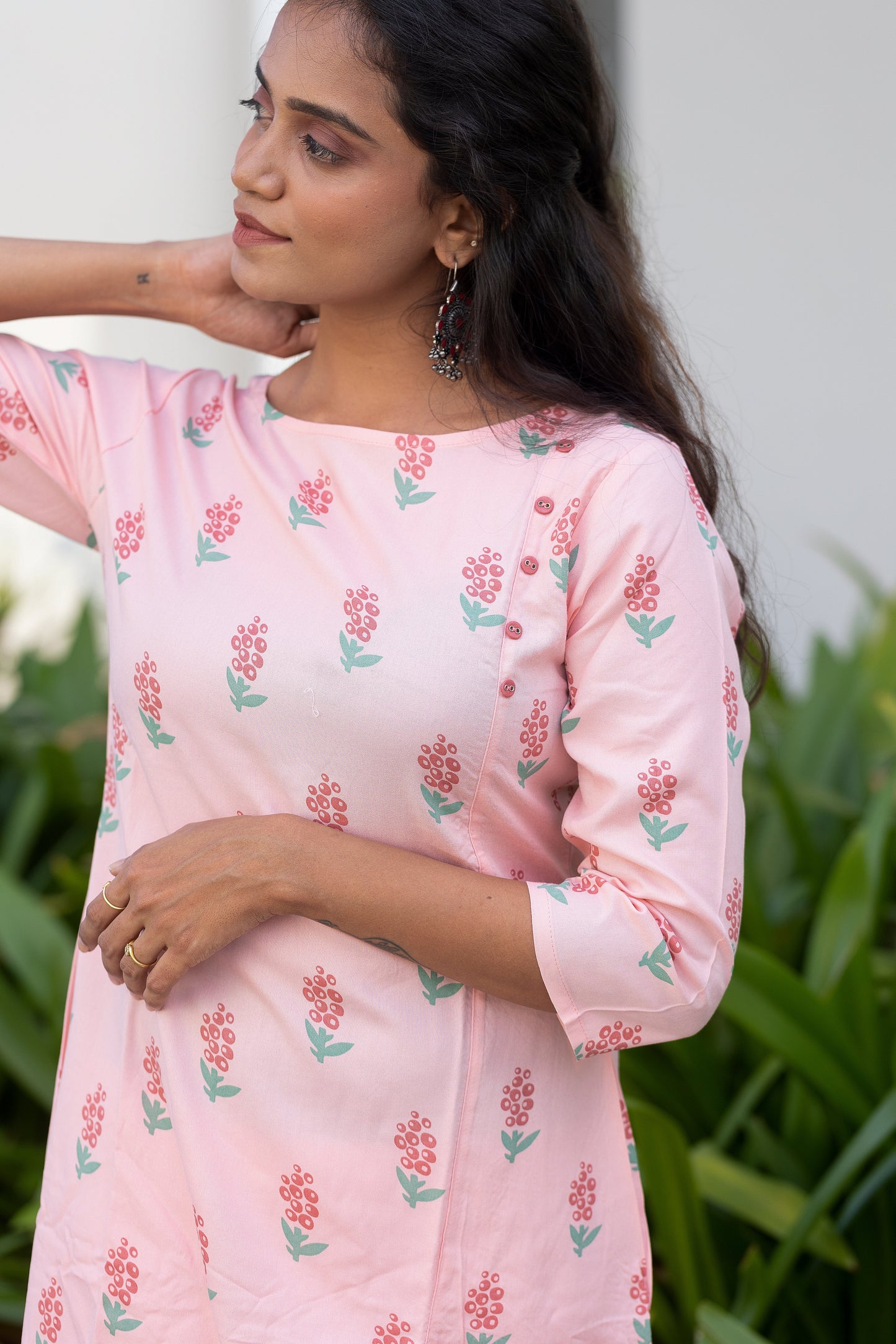 Pink Berry Bunch Viscose Printed Kurta