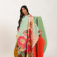Floral Fondess Pink Straight Suit Set with Shimmer tissue silk Dupatta