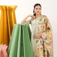 Prakruti Pastel Green Straight Suit Set with Printed shimmer tissue Dupatta