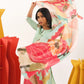 Floral Fondess Pink Straight Suit Set with Shimmer tissue silk Dupatta