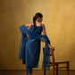 Nadhi Navy Blue Sleeveless Suit Set with Organza Dupatta