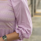 Lavender Fantasy Viscose Dress with Shoulder Elastic & Embroidery