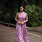 Wisteria Haze Lavender Viscose Dress with Chinese Collar & V-Cut Detached 3/4th Sleeves