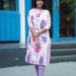 Patterned Pink with Candy Pops printed Linen Blend Kurta