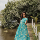 Maze Blue with Flourish Bloom floral printed Maternity and Feeding Viscose Dress