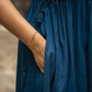 Blue Dessert Blue Viscose Dress with Round Neck & Placement Detail