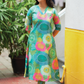 Mesh Green with Jungle Blush Silk Blend Co ord set
