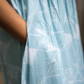 Petal Puff Blue Cotton Dress with Rounded Square Neck & Puff Elbow Sleeves