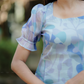 Floret blue with Petal Fusion floral Organza kurta