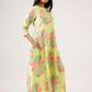 Gentle Lime with Blush Breeze printed Viscose A-line Dress
