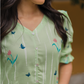 Sage Green with Mint petal printed Viscose A-line Dress