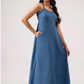 Rawelle Denim Blue Adjustable Strap Spaghetti With Back Smock