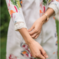 Pastel Floral Dream Half-White Linen Blend Co-ord with V-Neck & Lace