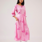 Light Pink with All About Flowers printed Viscose A-line Dress