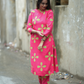 Pestry Pink with Ikat Blooms floral printed Viscose Co Ords