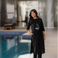 Plaid Muse Black Viscose Kurta with Embroidery and Print