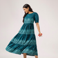 Fiesta Teal Green with Carnival Ikat printed Viscose Dress