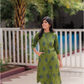 Olive Majesty Viscose Co-ord with Chinese Collar & Half Lacket