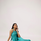 Lagoon Love Blue Helter Flared Dress With Smock