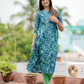 Arty Bloom Teal with Floral printed Maternity and Feeding dress