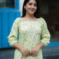 Grandeur Green with Olive Mist Printed Viscose Dress