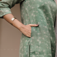 Virenya Green printed 2 Piece Linen Blend Kurta with Dupatta