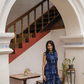 Indie Rune Blue Cotton Co-ord with Boat Neck with Keyhole