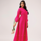 Crowned In Pink Wasit Tie With Back Slit Flared Maxi