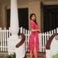 Magenta Petal floral printed Viscose Kurta