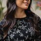 Pristine Black with Noir Blossom printed Viscose Dress