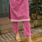 Celestia Dots Pink Handloom Cotton Co-ord with V-Neckline & Puff Elbow Sleeves