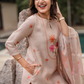 Mayuri Peach printed 2 Piece Linen Shimmer Kurta with Dupatta