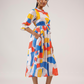 Prism White with Cubist Charm printed Lux Georgette Dress