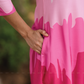 Blush Cascade Pink Linen Blend Dress with Boat neck & Digital Placement Print