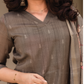 Indrani Pista Green printed 2 Piece Linen Shimmer Kurta with Dupatta