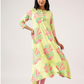 Gentle Lime with Blush Breeze printed Viscose A-line Dress