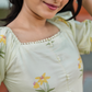 Florabelle Green Viscose Dress with Shoulder Elastic & Frill Sleeves