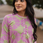 Light Green with Retro Bloom floral printed Viscose Dress